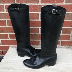 Via Roma Black Leather Knee High Boots 37.5